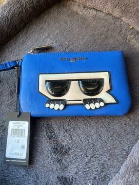Karl Lagerfeld Electric Blue Leather Wristlet